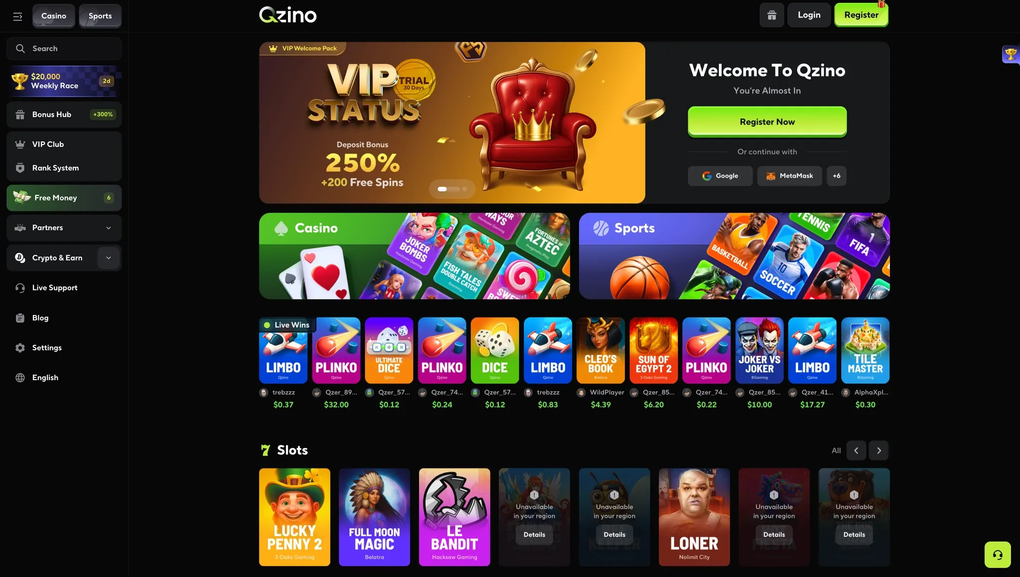 Qzino UI image