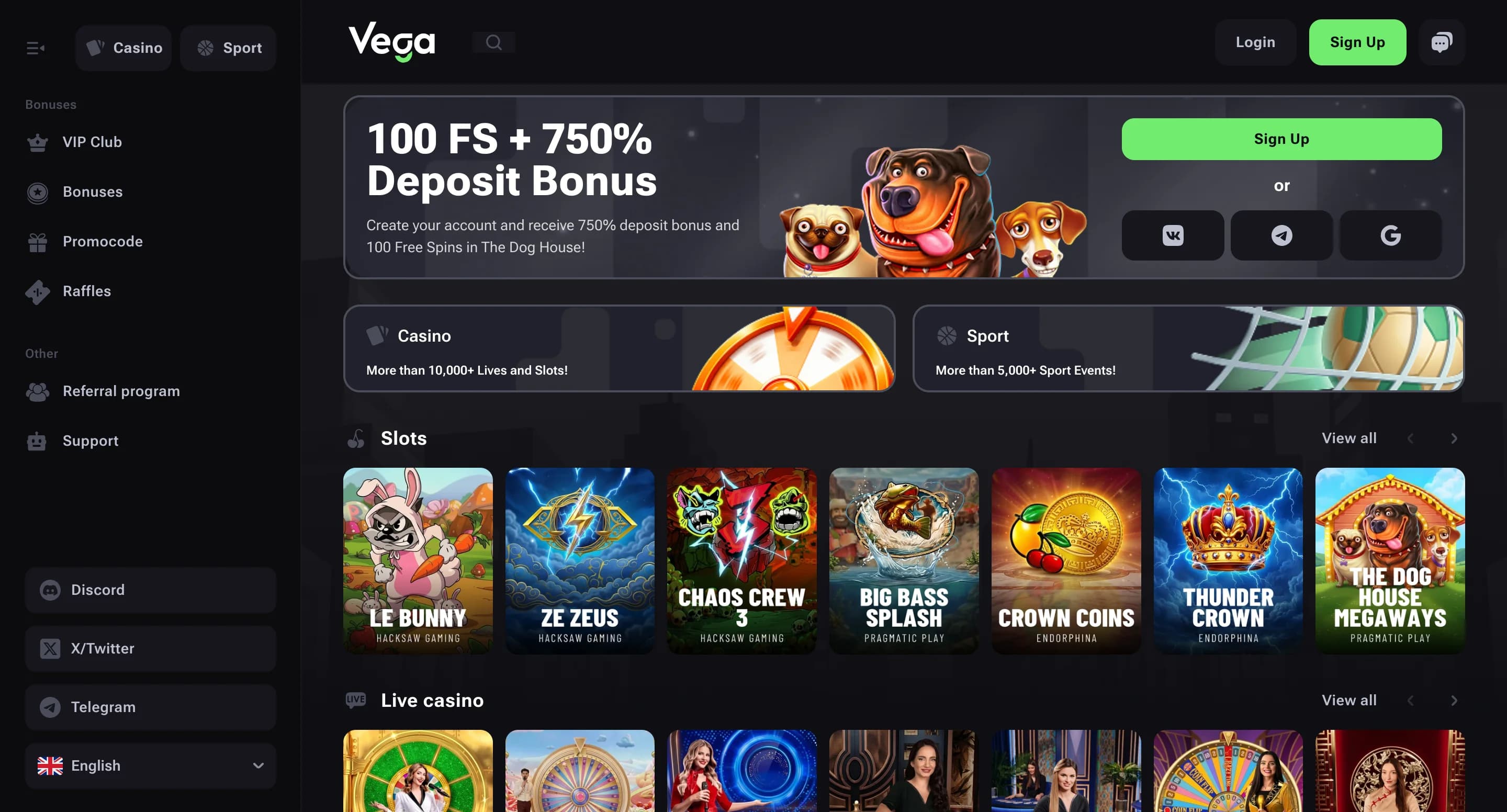 Vegabet new UI image
