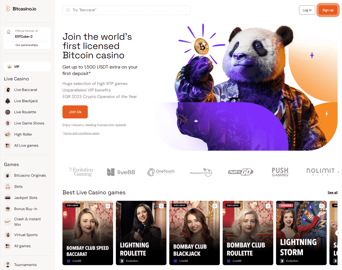Bitcasino.io screenshot