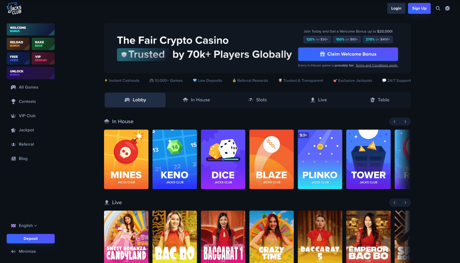 Jacks Club Casino screenshot