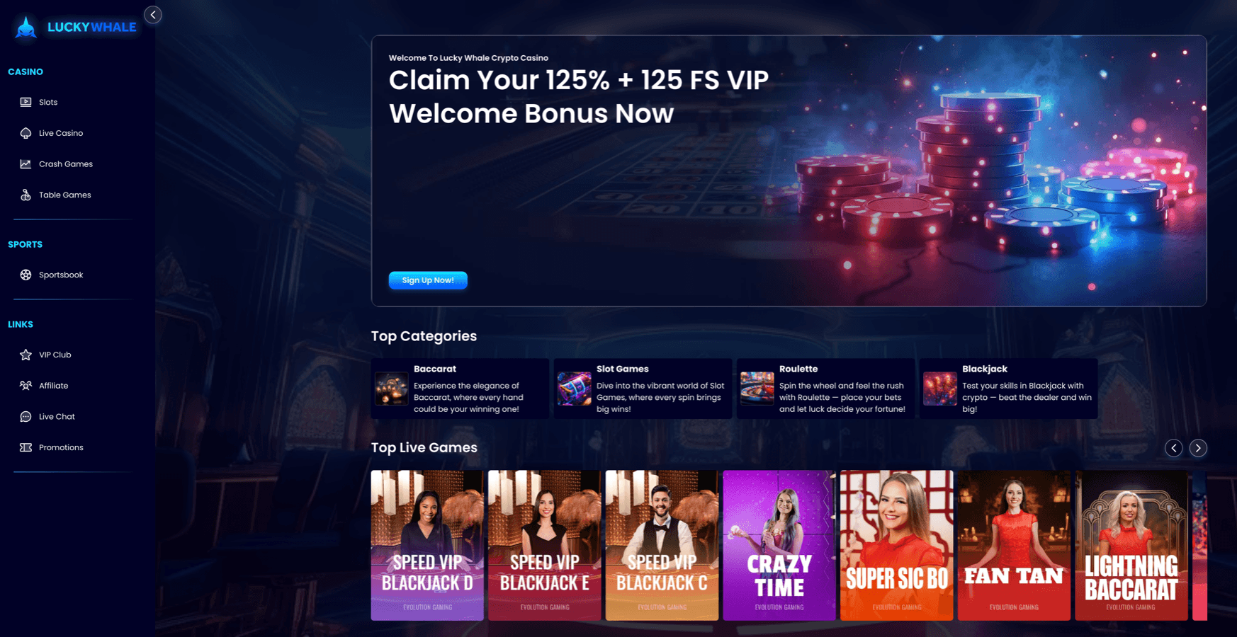 LuckyWhale Casino screenshot