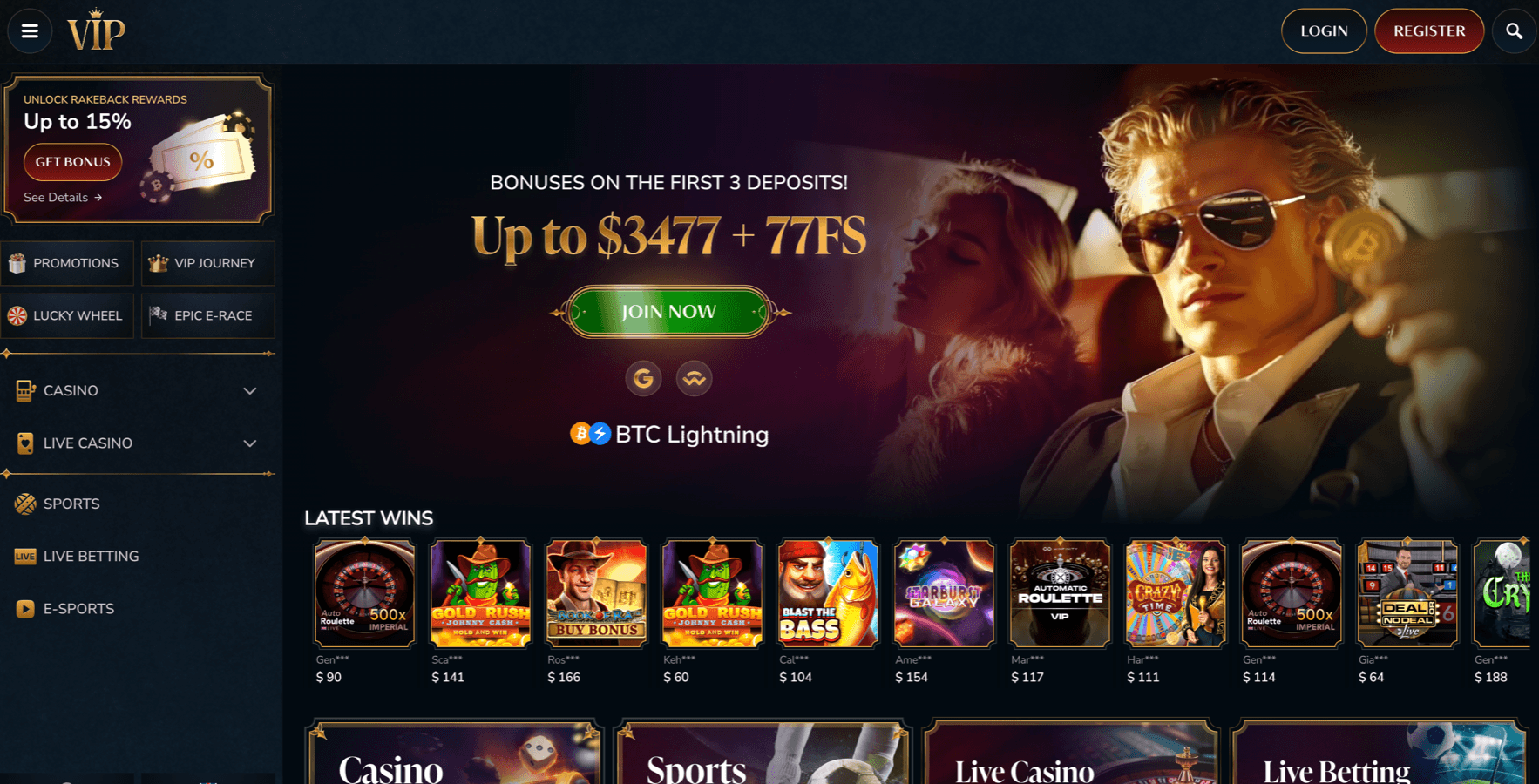Vipcasino screenshot