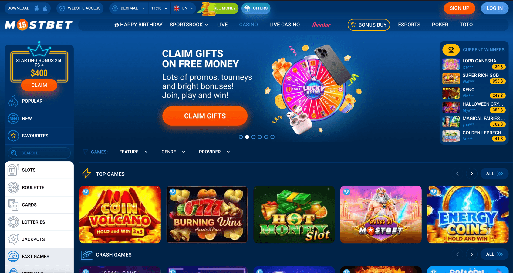 Mostbet screenshot