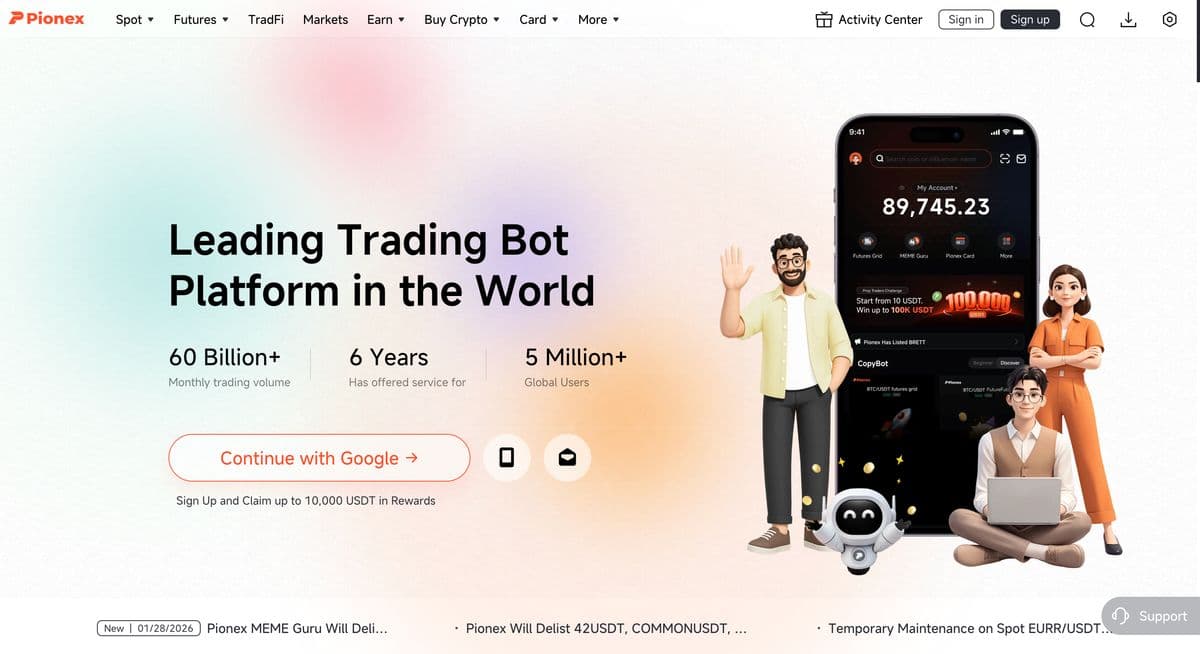 pionex platform screenshot