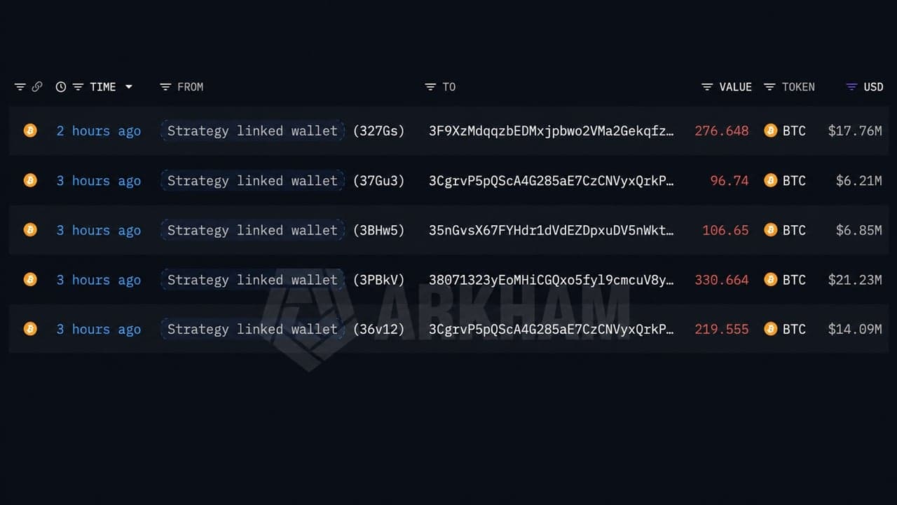Lookonchain : un portefeuille lié à une stratégie transfère 1 030 BTC alors qu'une quatrième vente se profile