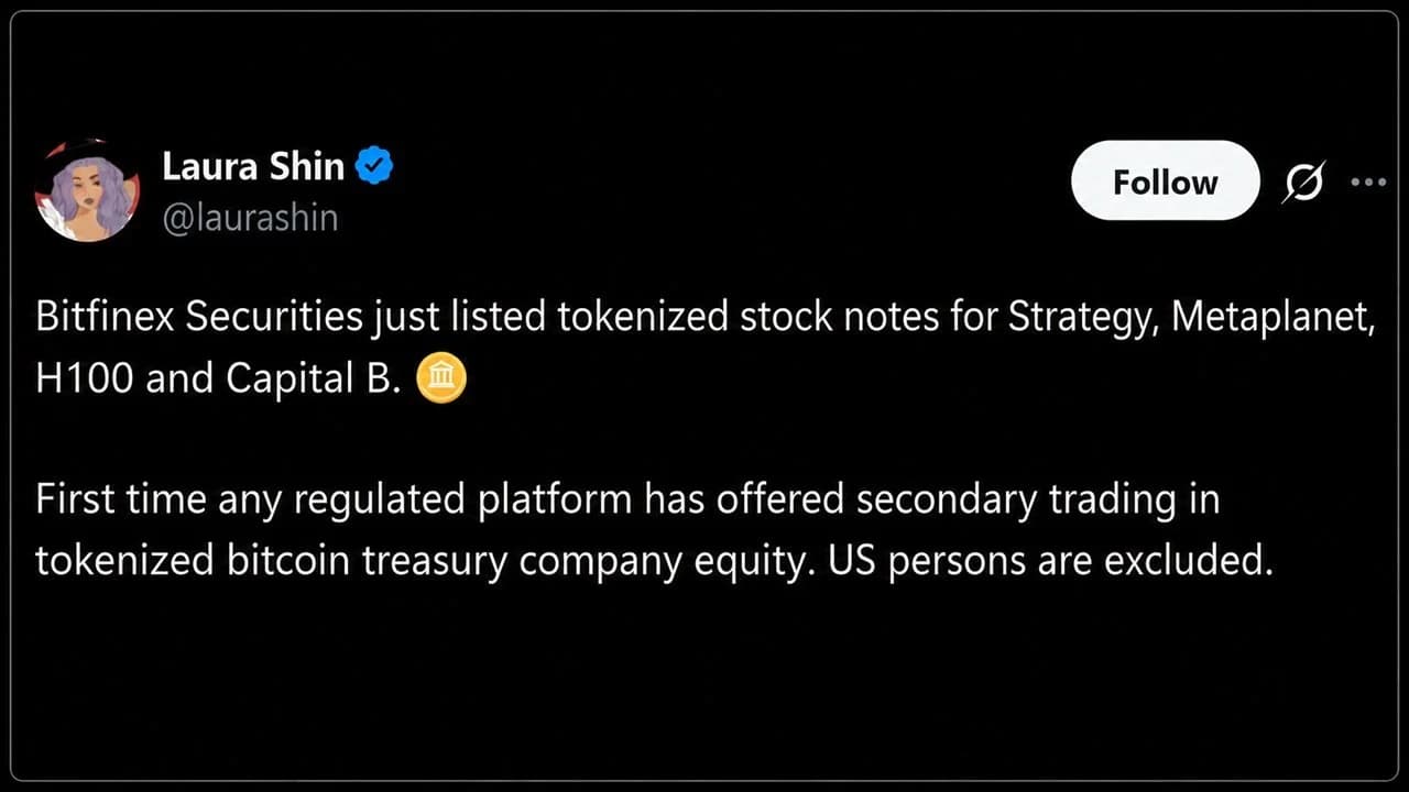 Bitfinex coloca estratégia e ações da Metaplanet na blockchain em uma iniciativa pioneira de tokenização