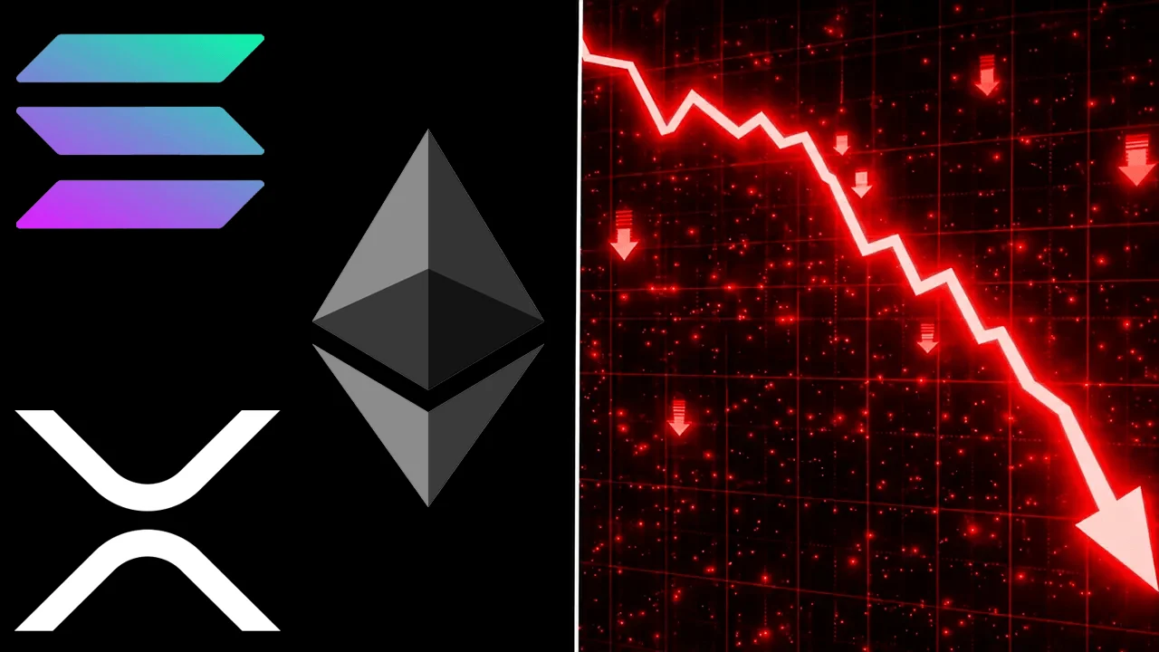 Previsões de preços para ETH, SOL e XRP apontam para um grande risco de queda