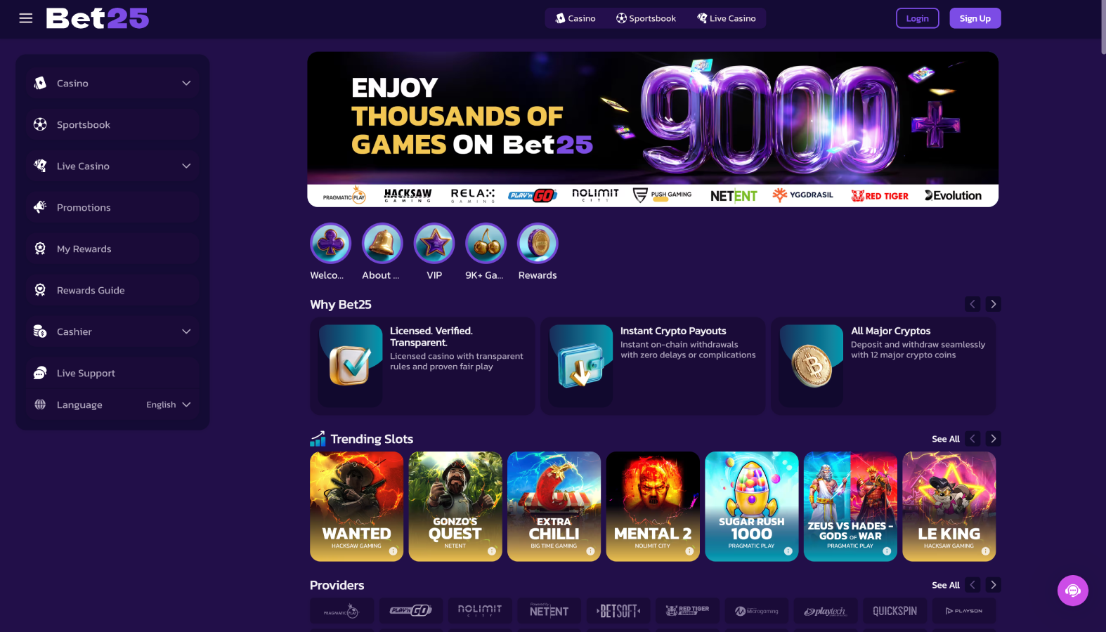Bet25 Casino – Nowoczesne kasyno kryptowalutowe z bonusem 4× 150% i  rewolucyjnym inteligentnym obstawianiem