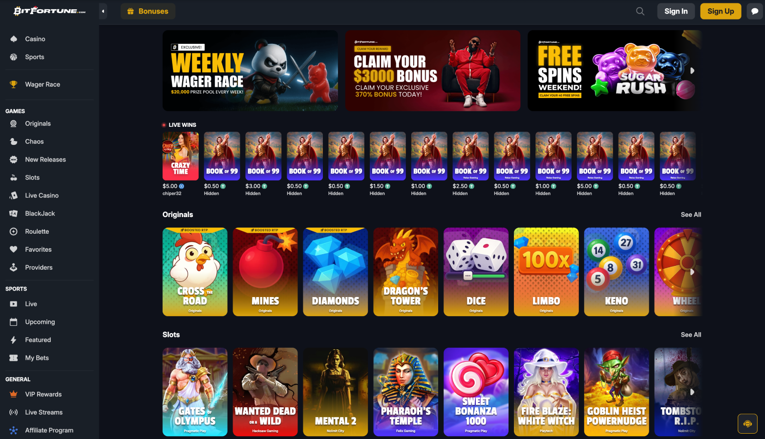 BitFortune Casino – Premium Crypto Casino with 370% Bonus up to $3,000 &  $20,000 Weekly Prize Pool