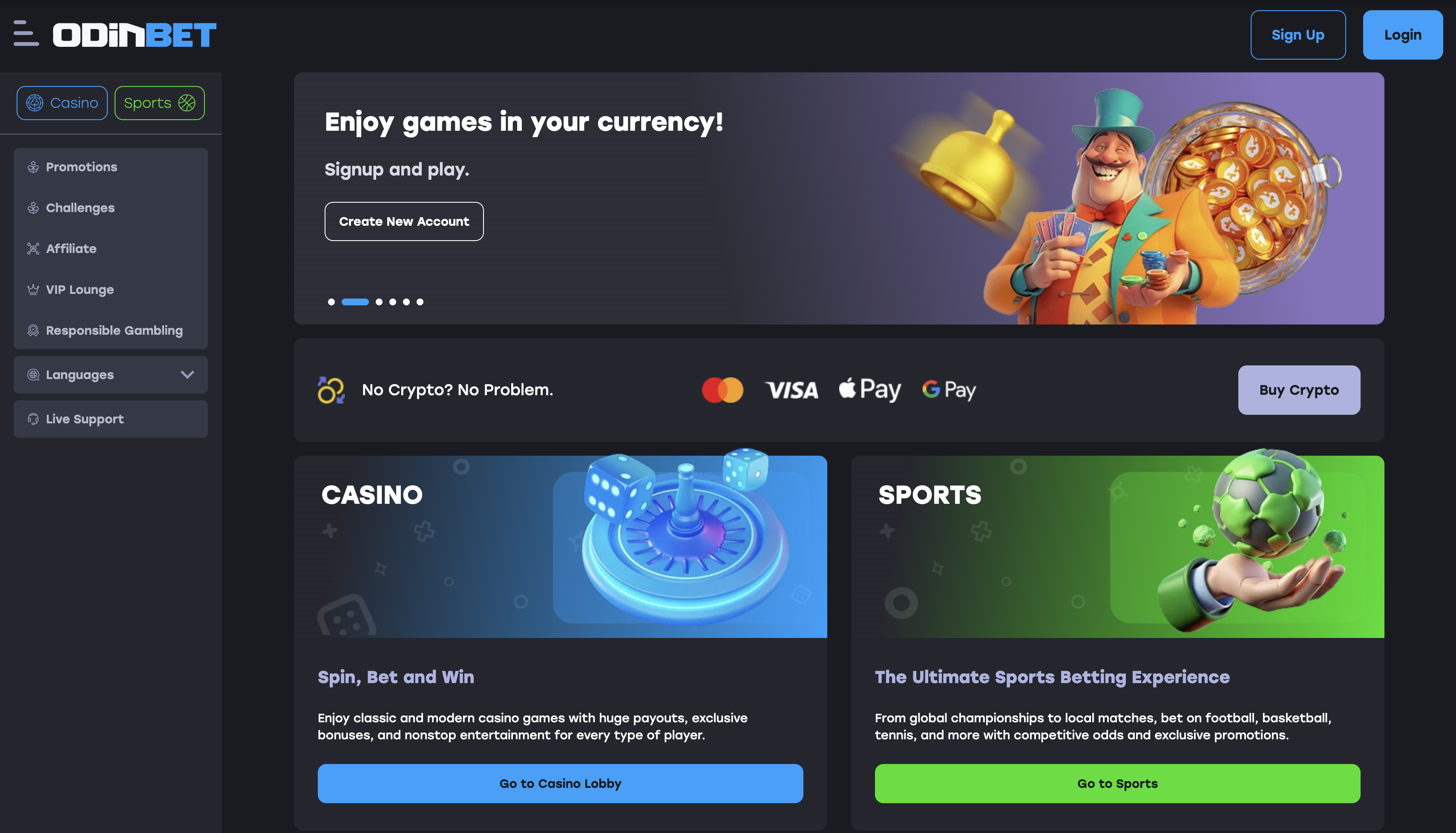 OdinBet 카지노 – 최대 $1,000의 100% + 매일 10% 캐시백으로 릴을 지배하세요