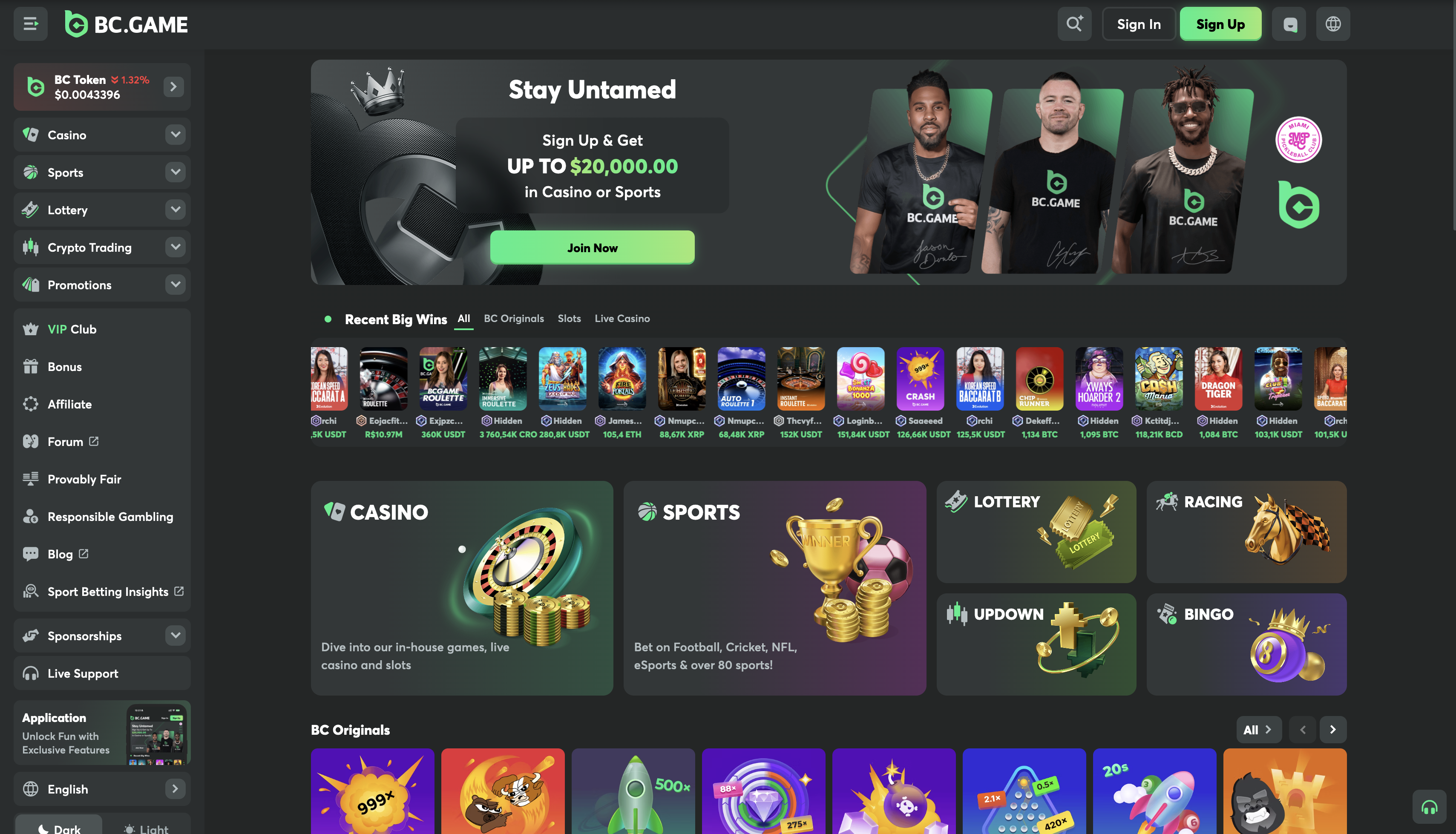 BC.Game screen
