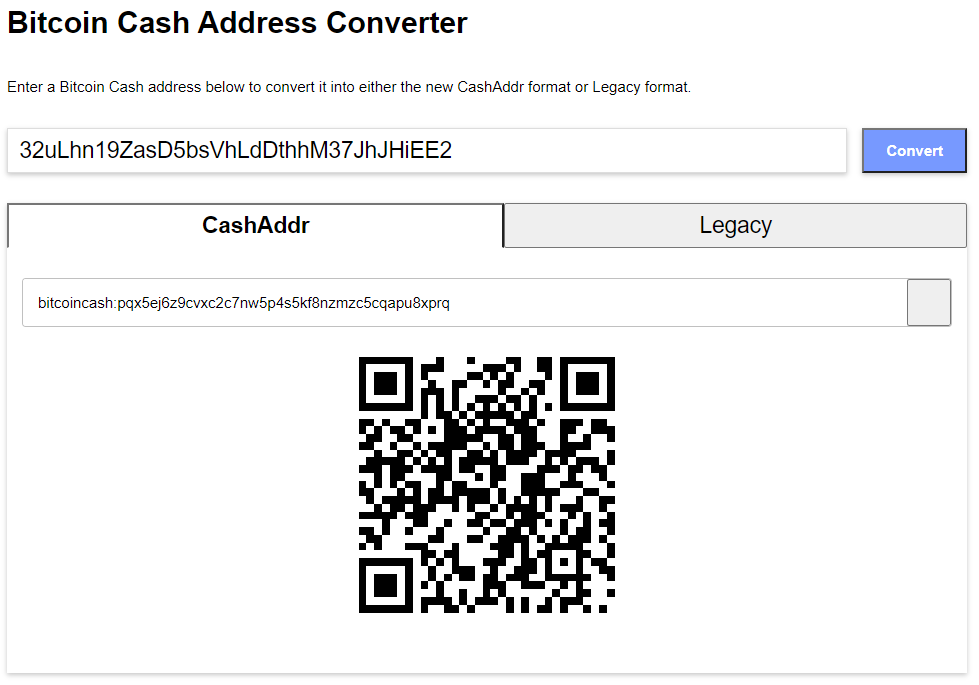 Bitcoin Cash address converter